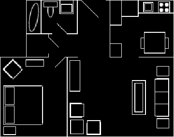 Floor plan with a separate bedroom at Fellowship Towers.